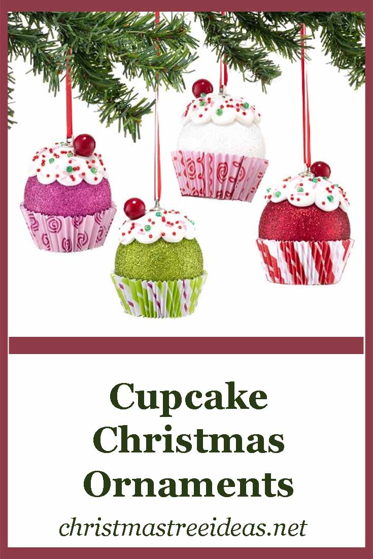 Cupcake Christmas Tree Ornaments - they look like a very festive treat!
