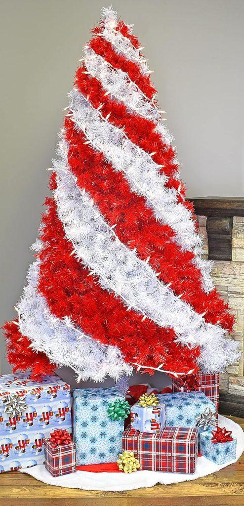 Red and White Swirl Candy Cane Artificial Christmas Tree