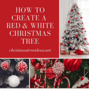 Red and white christmas trees Different examples of red and white Christmas trees