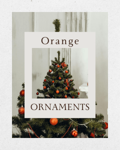 Orange Christmas ornaments are fun! Orange ornaments on a Christmas tree