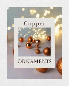 Copper Christmas ornaments and fairy lights provide the perfect festive glow on your tree Copper Christmas ornaments