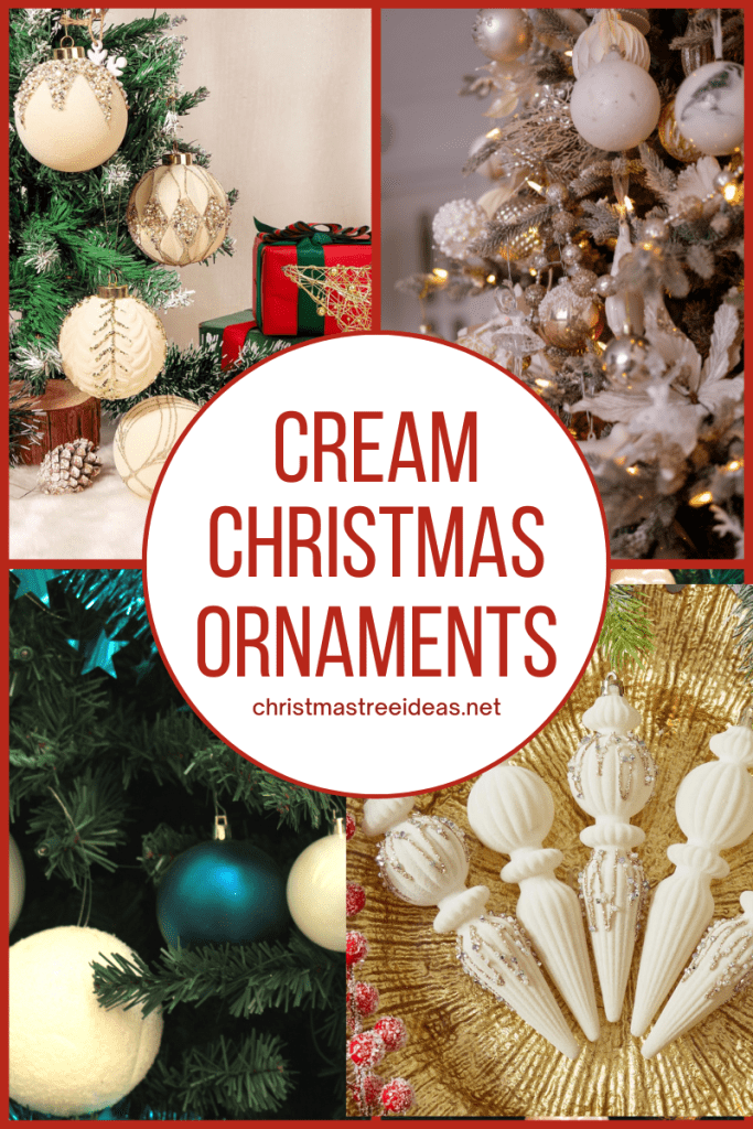 Cream is great with neutrals as well as bright colors making it a soft and versatile color ornament to add to your tree Cream Christmas ornaments create a soft elegance on any tree