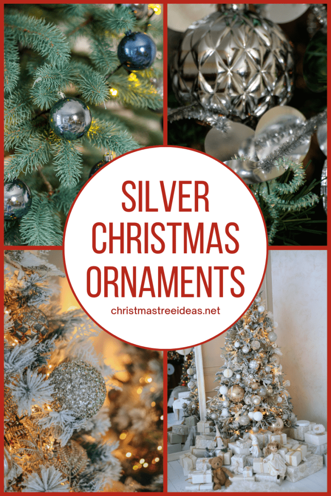 Gorgeous Silver Christmas Tree Ornaments Selection of Christmas trees decorated with silver ornaments